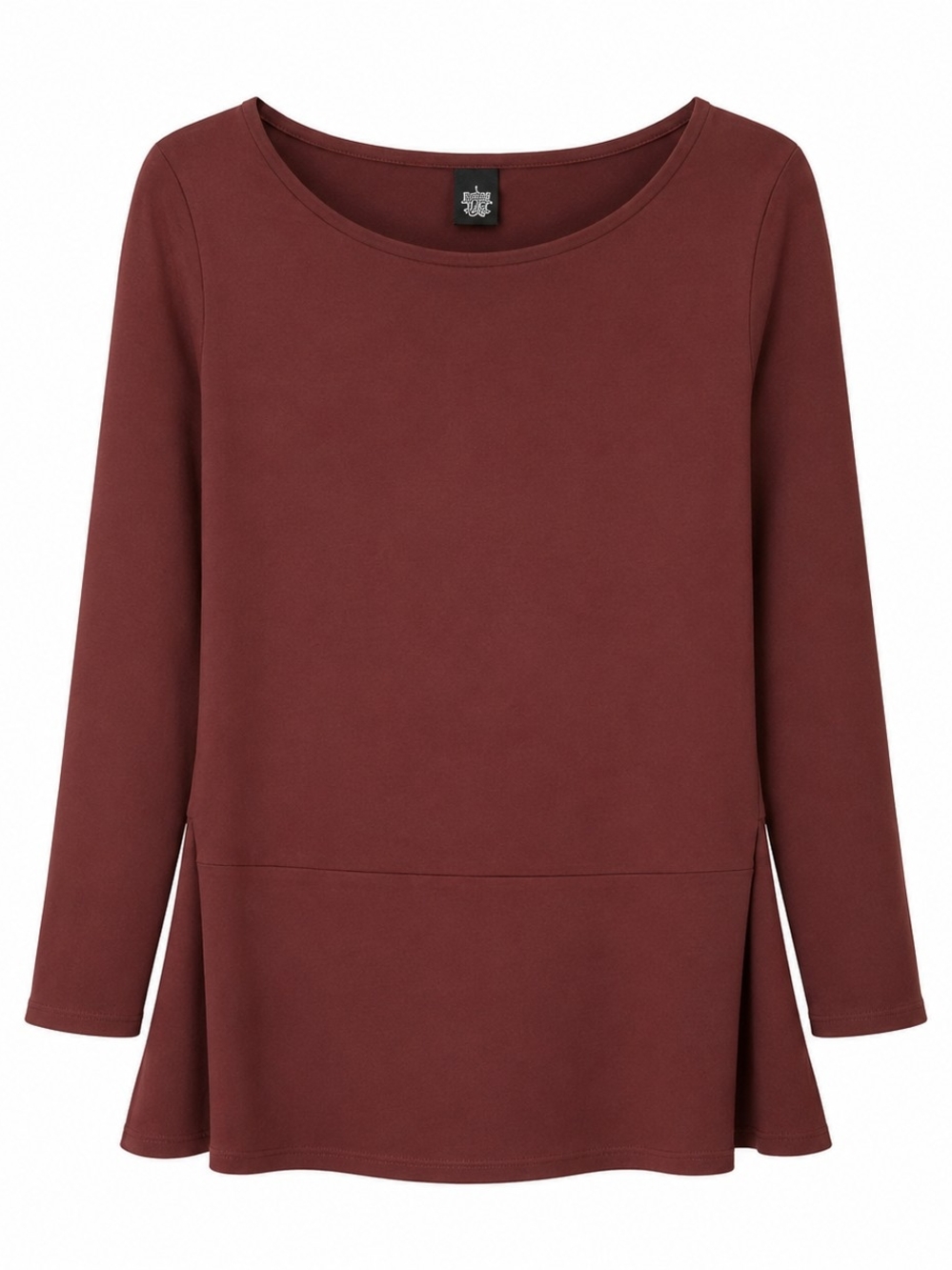 Joan Vass Long Sleeve Tunic in Burgundy - Picture 3 of 6